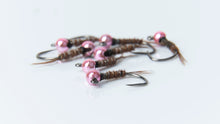 Load image into Gallery viewer, Light Metallic Pink Beaded Pheasant Tail